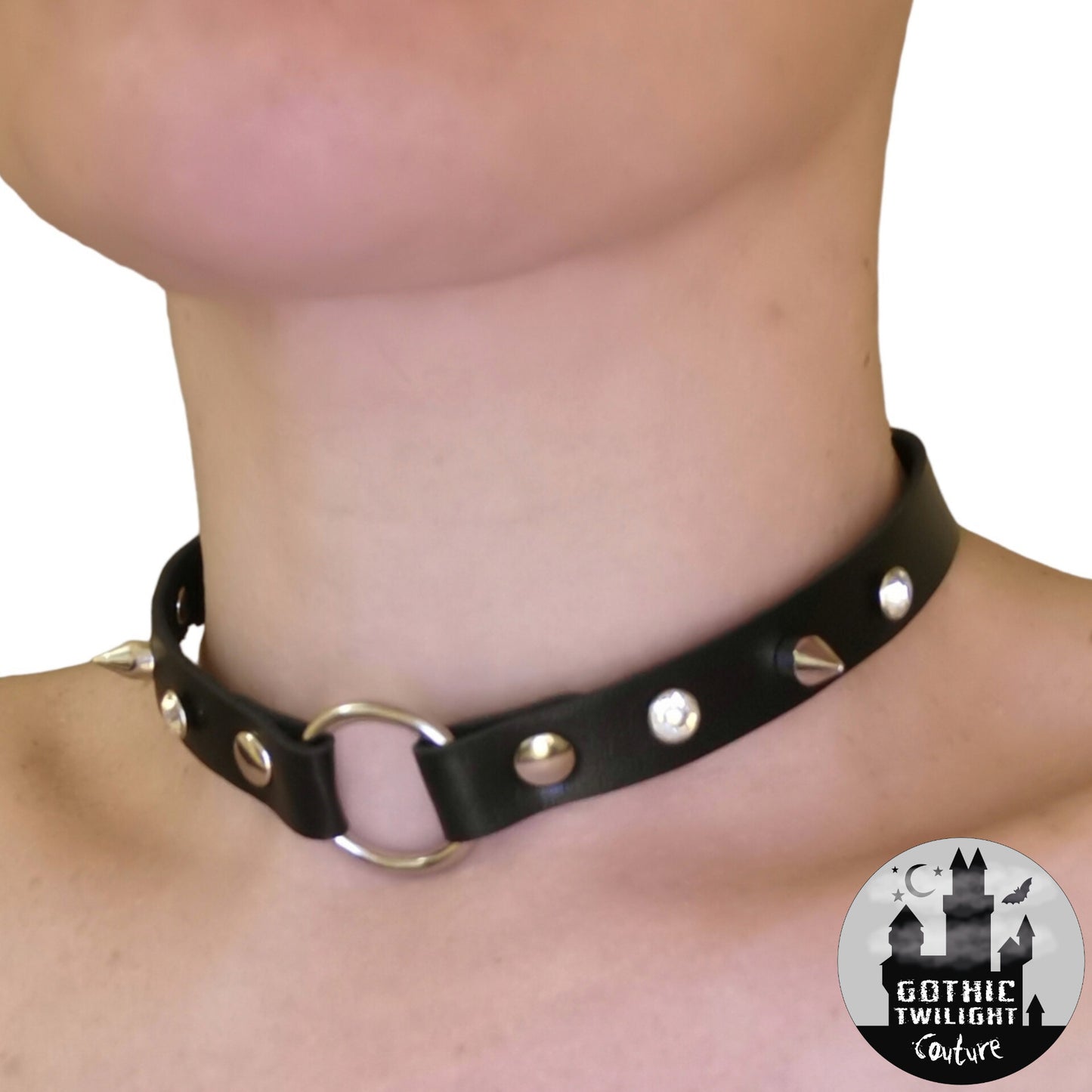 Vegan Leather Chocker Crystals and Spikes