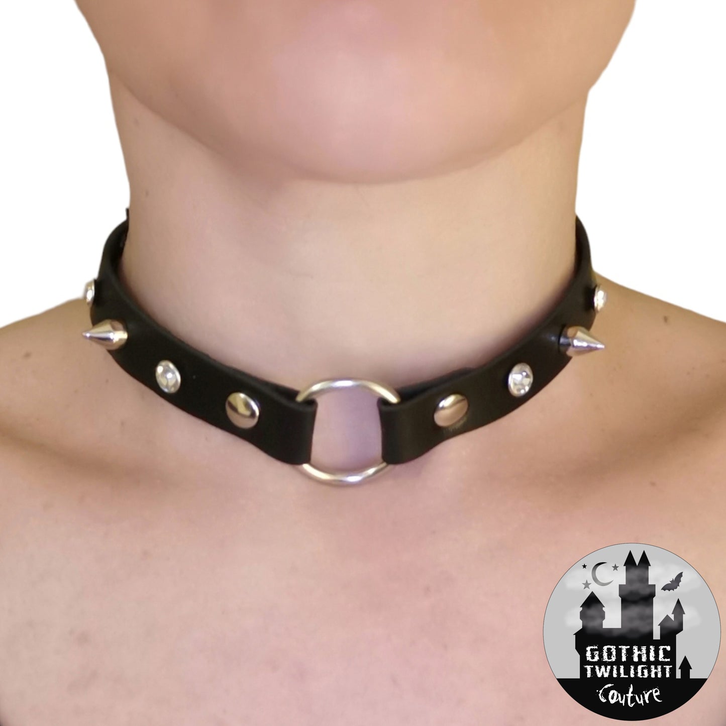Vegan Leather Chocker Crystals and Spikes